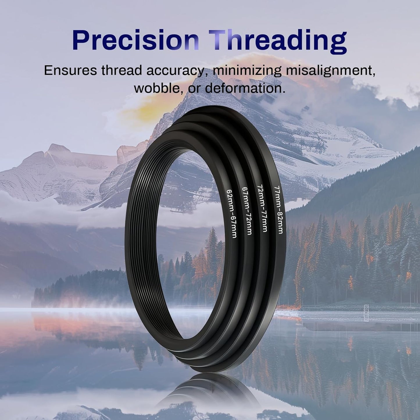 Wokyo 18 Set, 37 49 52 55 58 62 67 72 77 82mm PCS Lens Filter Adapter Ring Metal Step Up/Down Ring Adapter Filter