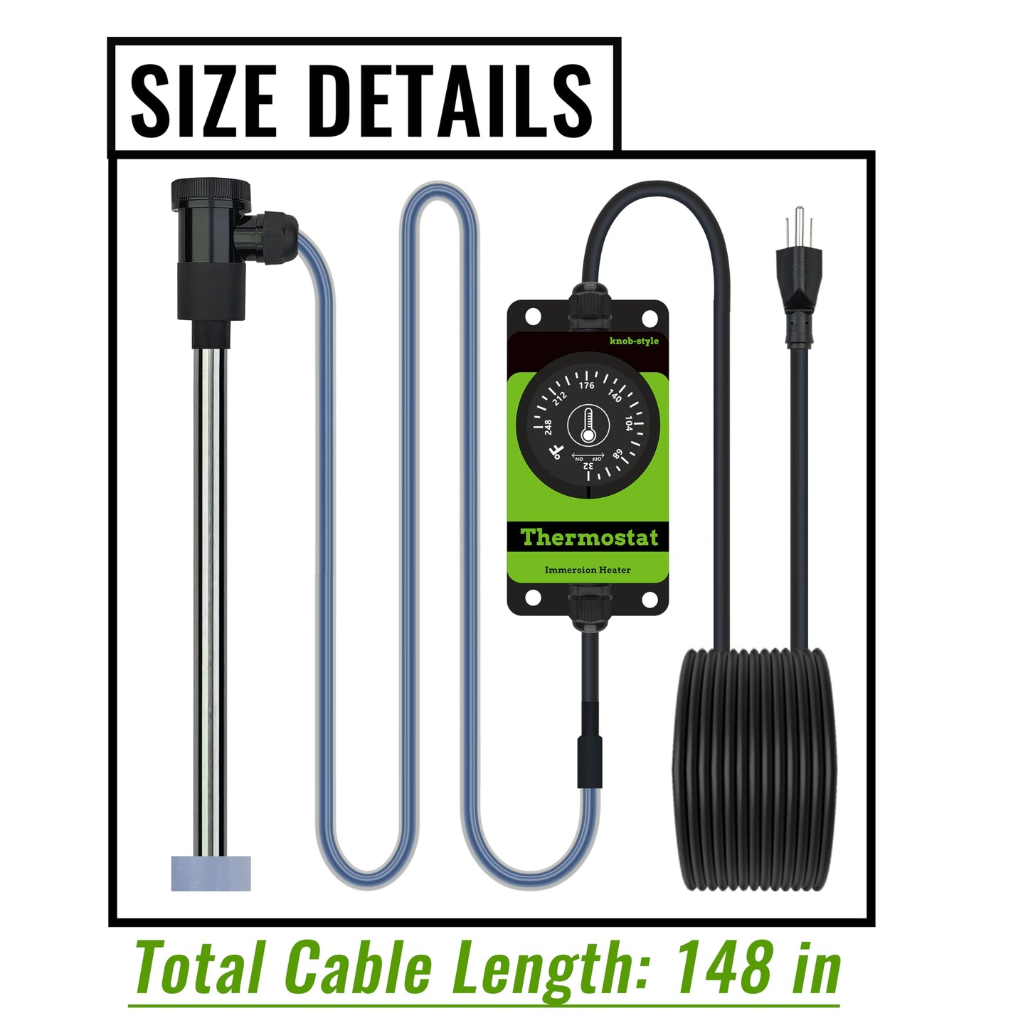 LINGLONGTEMP 2000W Submersible Pool & Hot Tub Portable Electric Immersion Water Heater with Temp Control for Bathtub, Pond, Inground Pool, Inflatable Pool, Baptism, Sap, Baptismal & Above Ground Pool