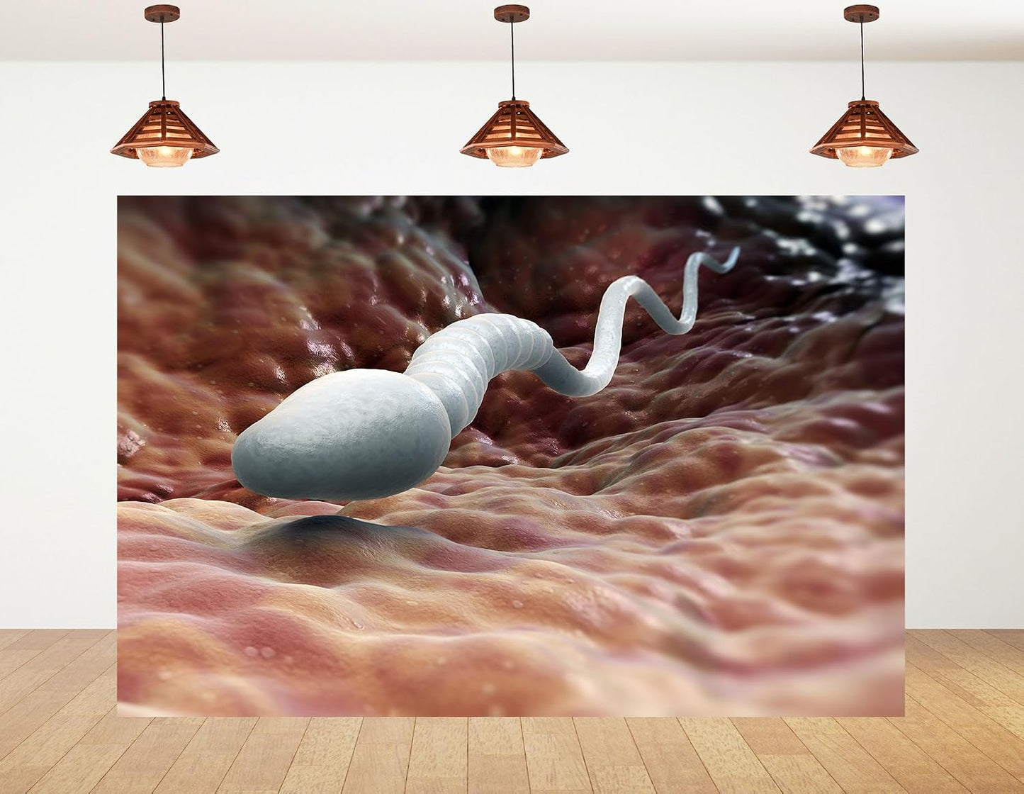 KeyWork 8x6ft Sperm Cell Backdrop Microscopic Reproductive Tissue View Photography Background for Medical Conference