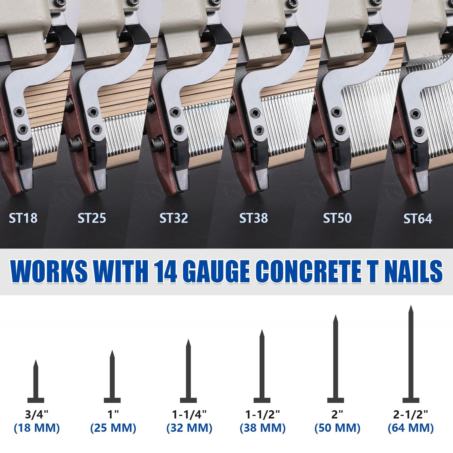 WOODPECKER ST64 Pneumatic Concrete T Nailer Kit with 1-1/2-Inch (38mm) T Nails × 800PCS