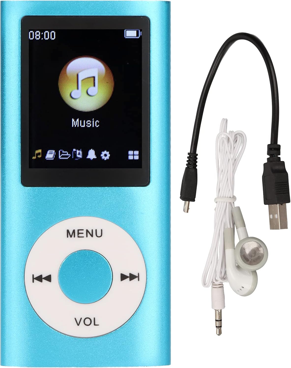 SUNGOOYUE MP3 1.8 Inch MP3 Player Stylish Multifunctional Lossless Sound Slim LCD Screen Portable Music Player (Blue)