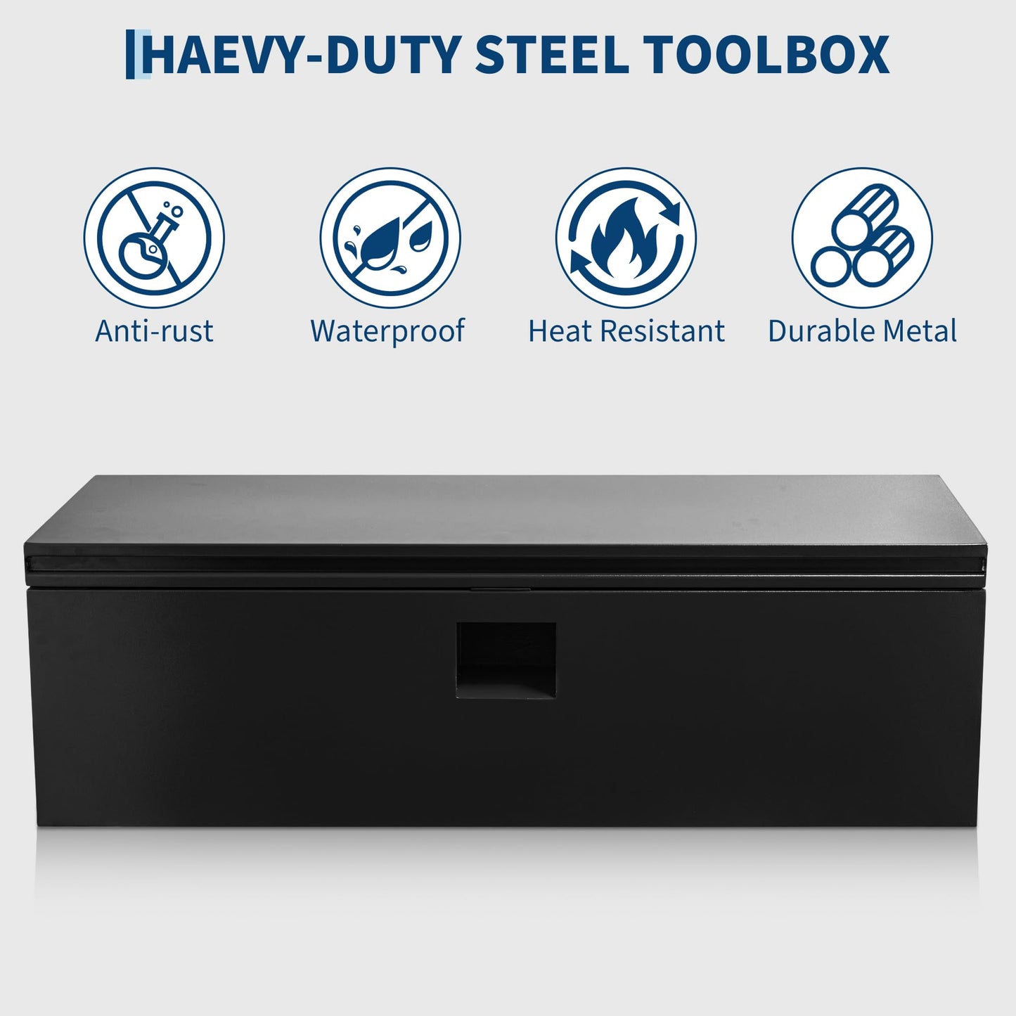 Heavy Duty Truck Bed Toolbox, Steel Truck Tool Box with Dual Lift Lids, Lockable & Weatherproof, Gas Struts, Universal Mounting for Pickup Truck Bed, RV & Trailer, Powder‑Coated Tool Storage Chest