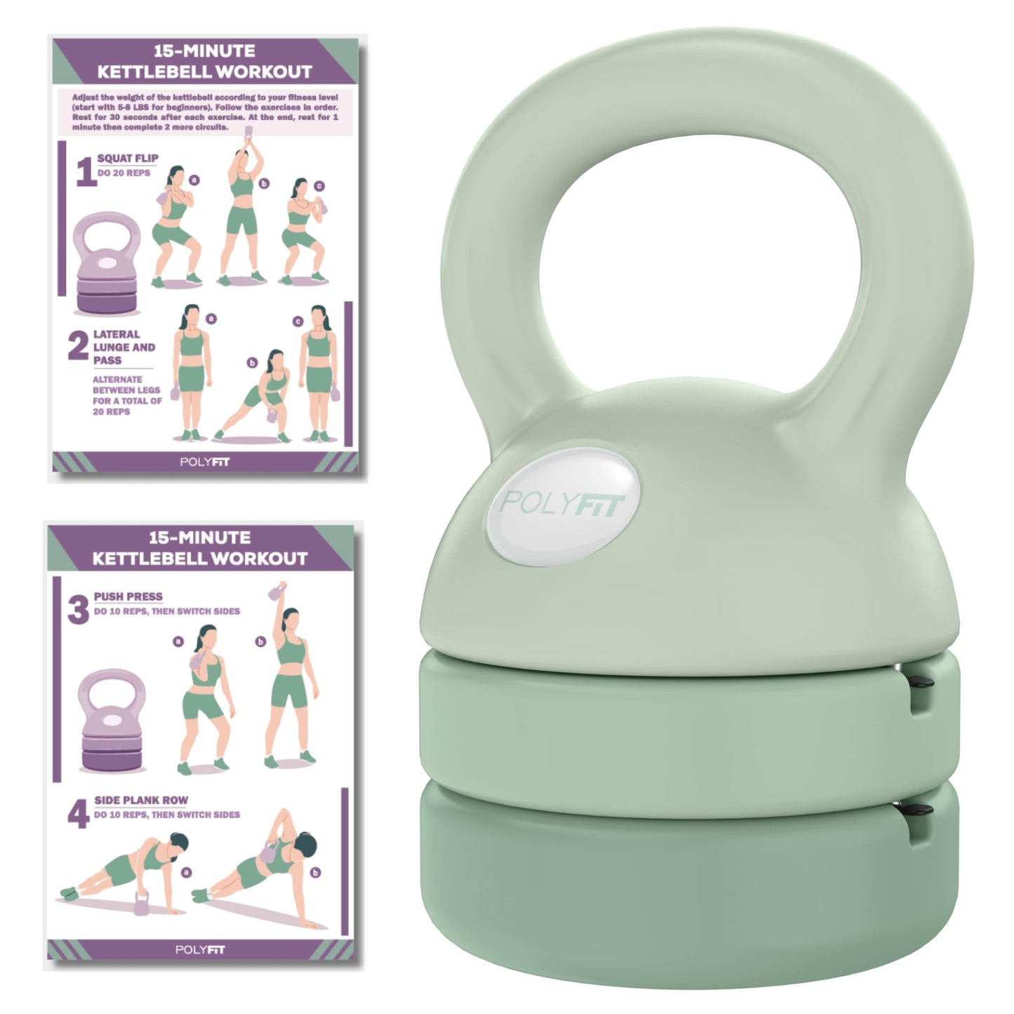 Polyfit Adjustable Kettlebell | 5 lb - 12 lb | Kettlebell Weights Set for Home Gym
