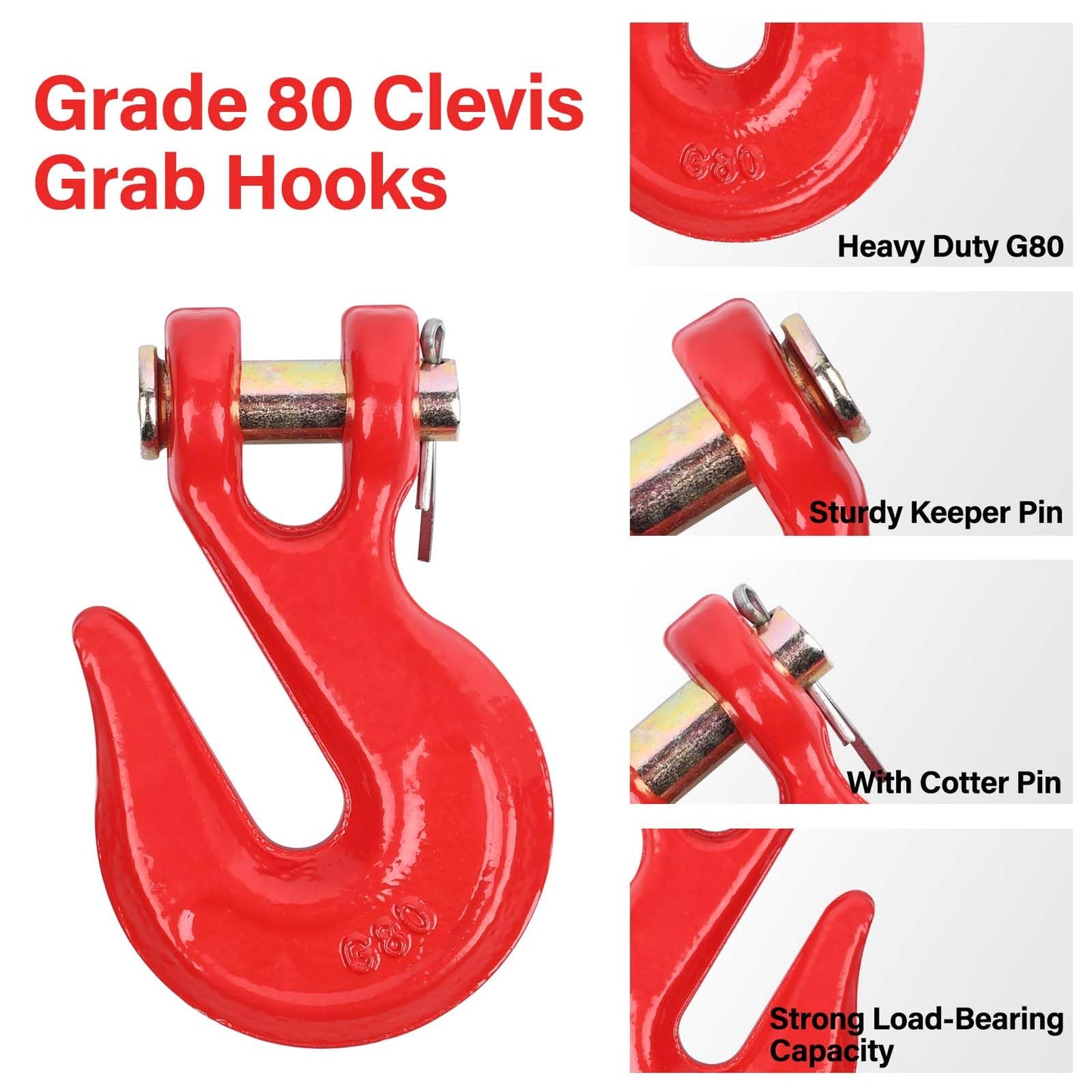 G80 5/16"(2PC*Chain and Binder Kit+4PC Hooks)