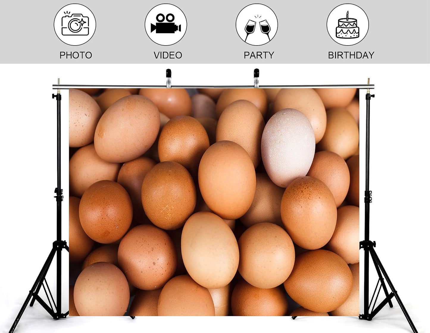 KeyWork 8x8ft Brown Egg Backdrop Farm Produce Photography Background for Party Rustic Farmhouse Themed Events
