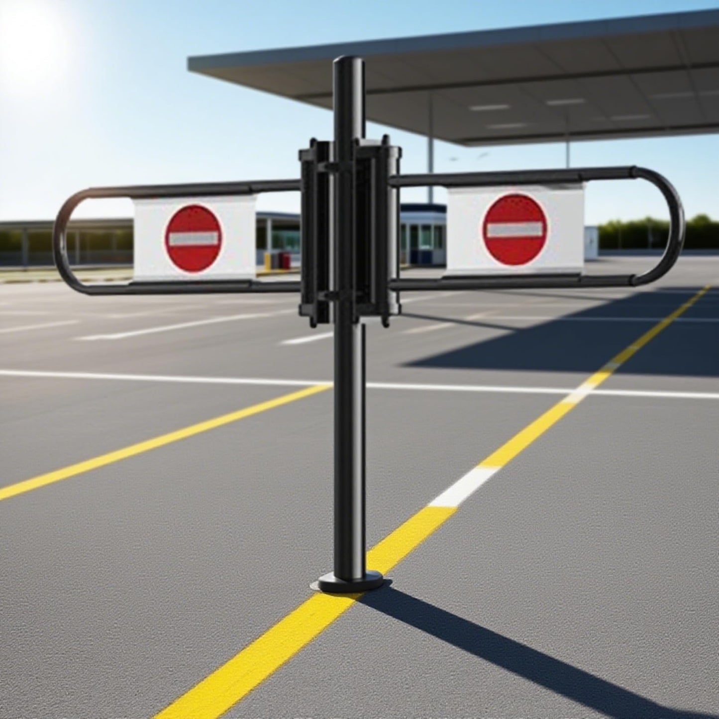 Black Metal Swing Safe Gate - ng-Loaded One-Way Access for Markets & Cashiers - Automatic Cng Pedestrian Door (200x100CM) - Secure Import/Export Solut
