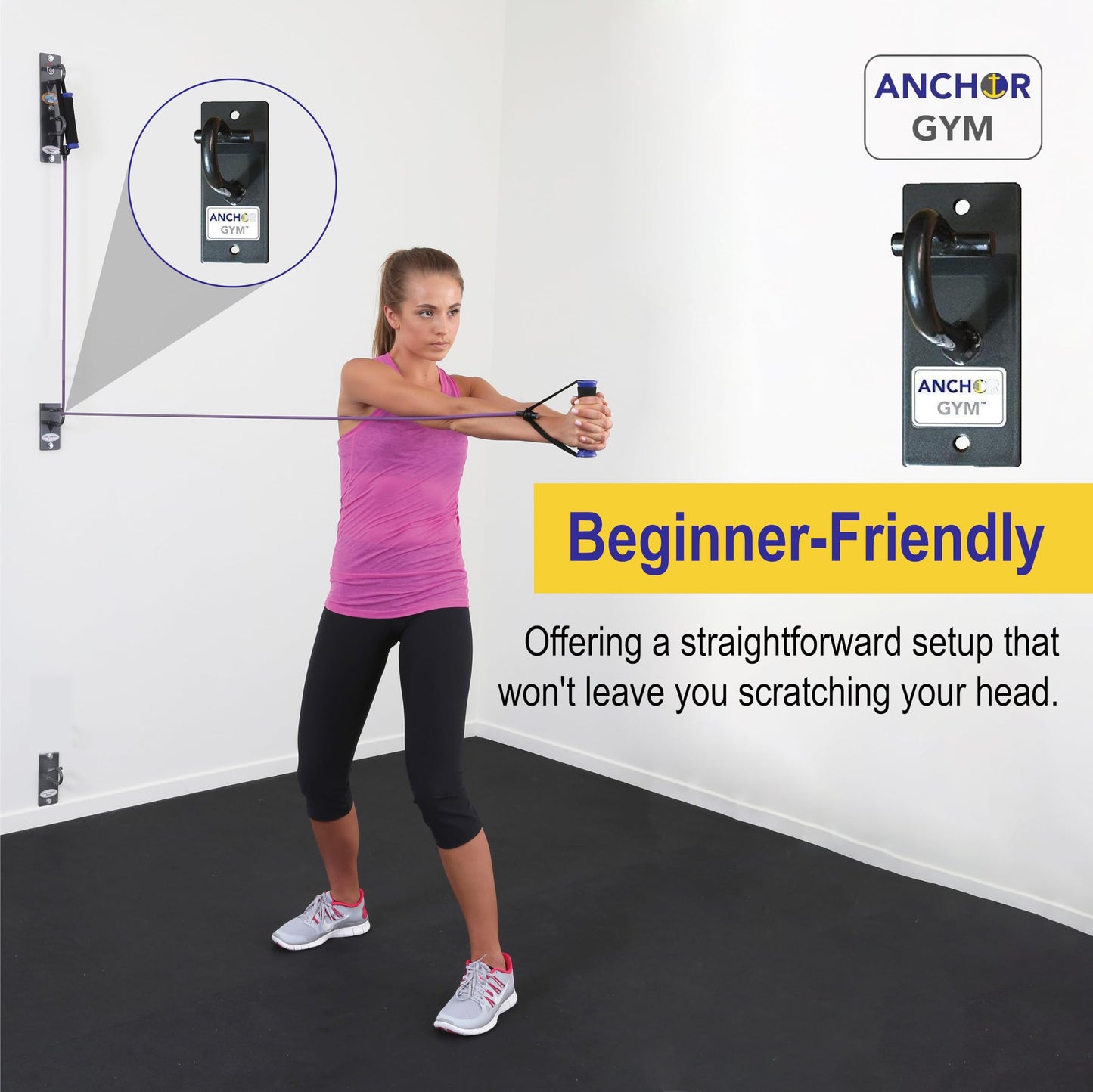 Anchor Gym H1 Ceiling & Wall Mount Anchor for Resistance Bands, Exercise Bands Mount for Bodyweight Straps, Strength Training and Home Gym (Wood Screws Included)