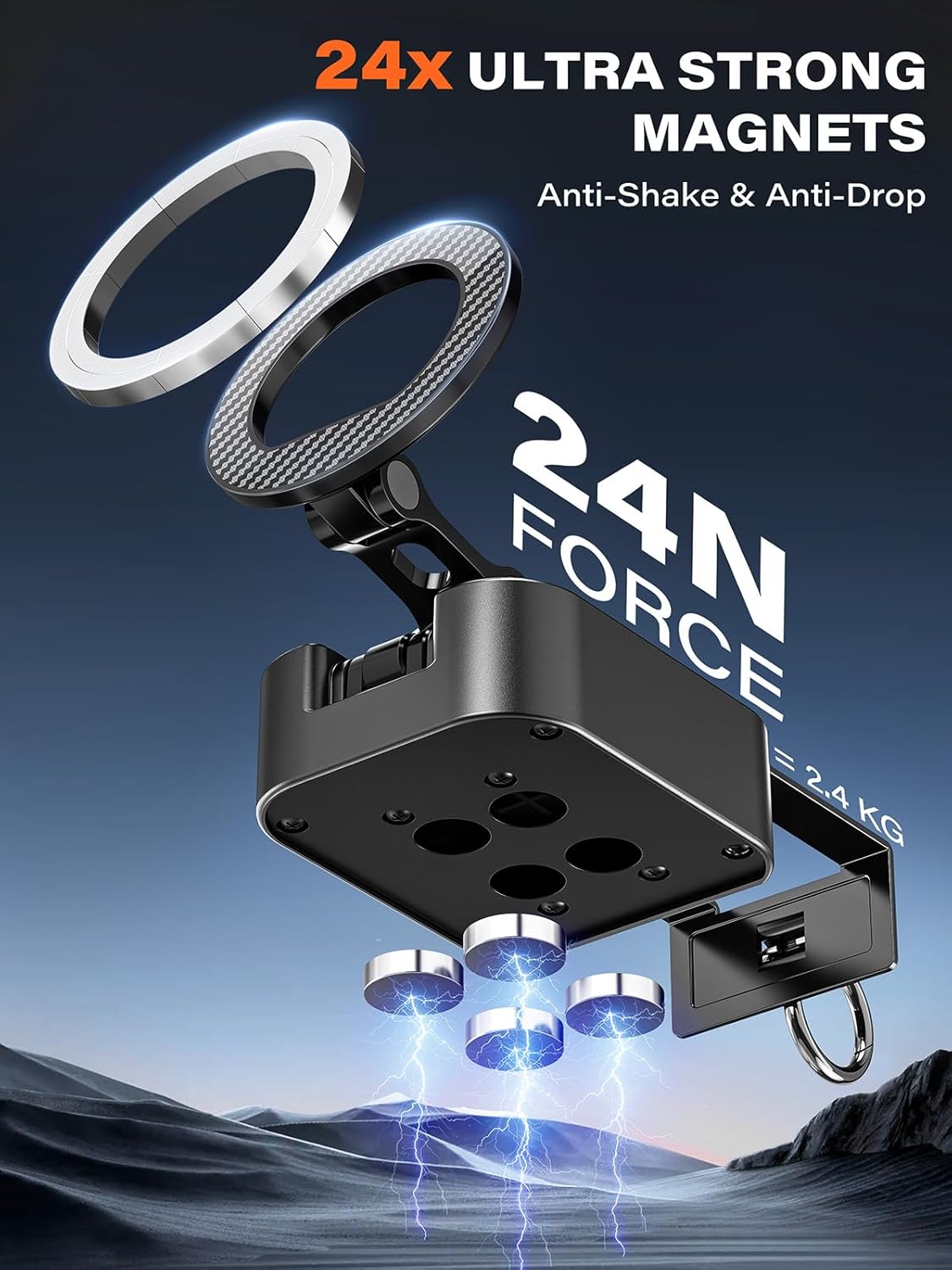 A2C 3-in-1 [20x N52] Magnetic Phone Holder for Gym, Strong Magnets Attach to Metal Surface, Portable Phone Mount