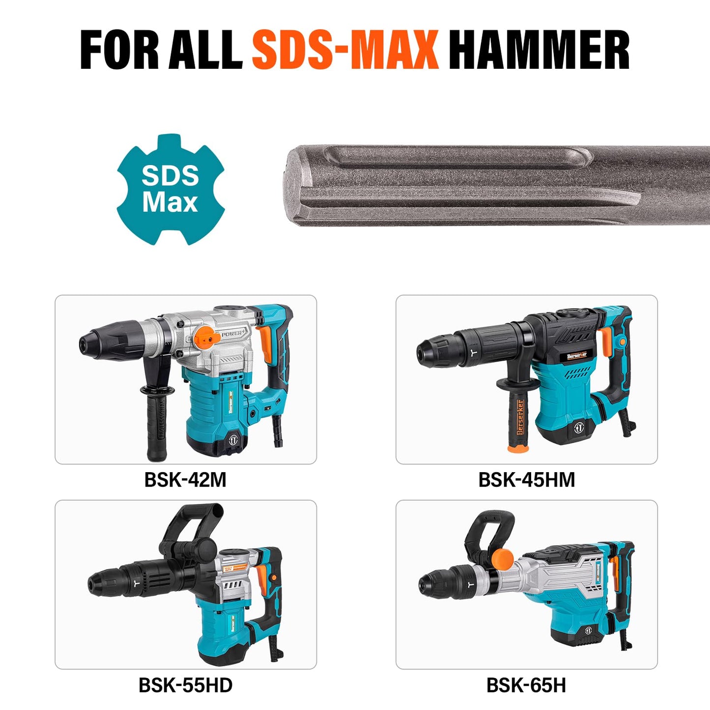 Berserker 12-Pound SDS-Max Demolition Jack Hammer with SDS Max Clay Spade, 4-1/2" x 18-1/2" Steel Shovel Bit
