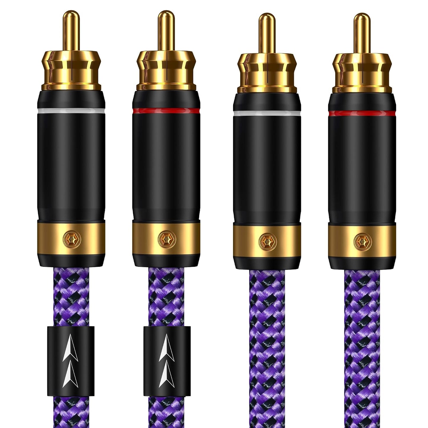 Veimeitk 2 2 24K (2.5FT/0.75m) RCA to RCA Audio Cable Heavy Duty Gold-Plated Pure Copper Shell Oxygen-Free Copper