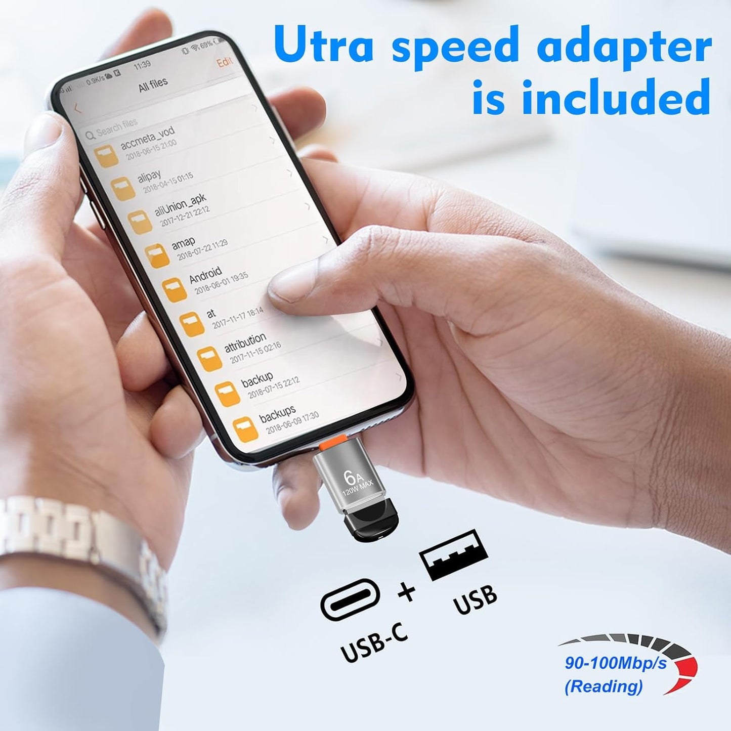 EASTBULL 4GB 5 Pack USB2.0 FAT32 4 5 Pack 1 Small Flash Drives Mini USB Drive with a USB-C Adapter, Mini Thumb Drive GB