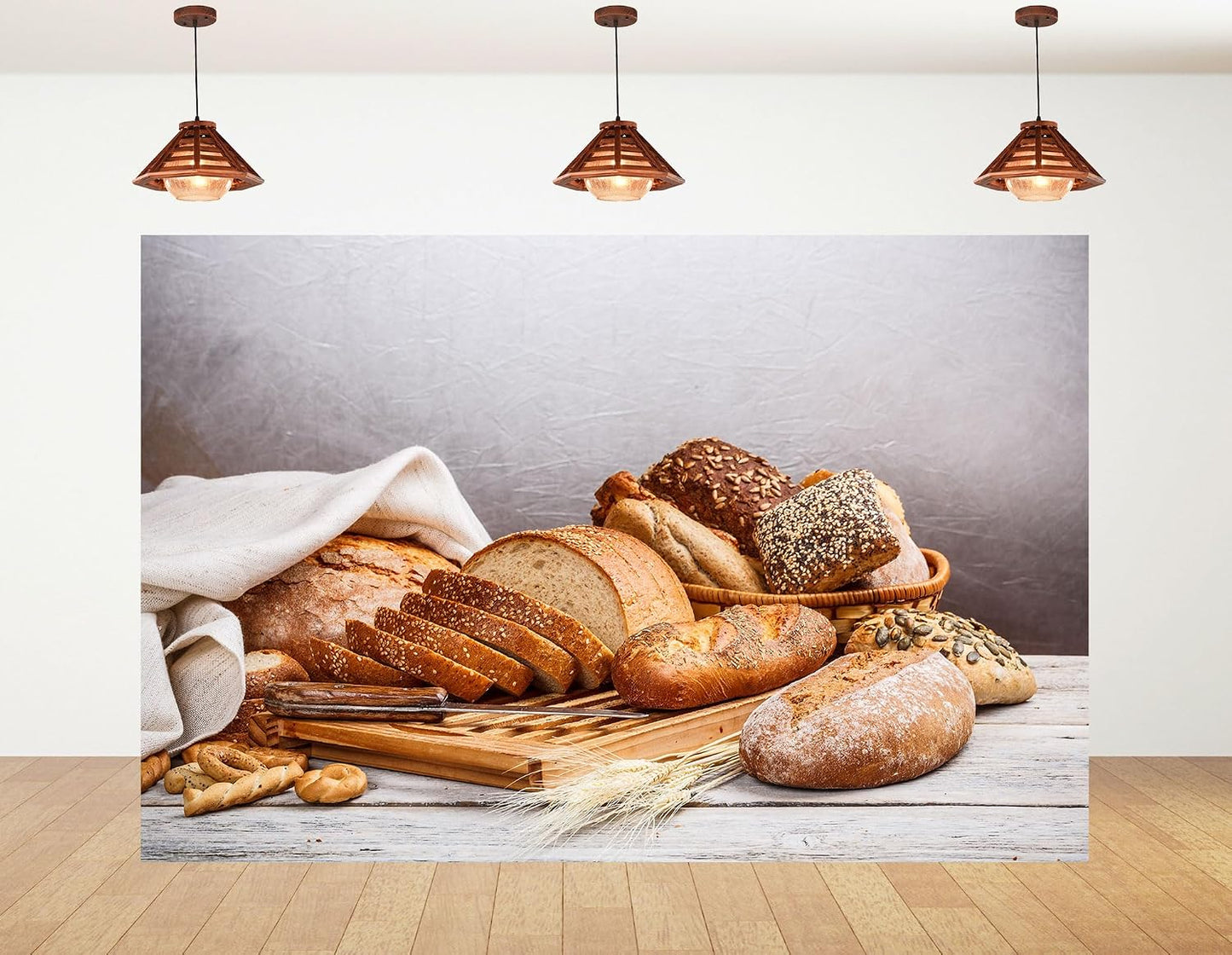 KeyWork 10x10ft Artisan Bread Assortment Backdrop Fresh Bakery Photography Background for Party Food Themed Gathering