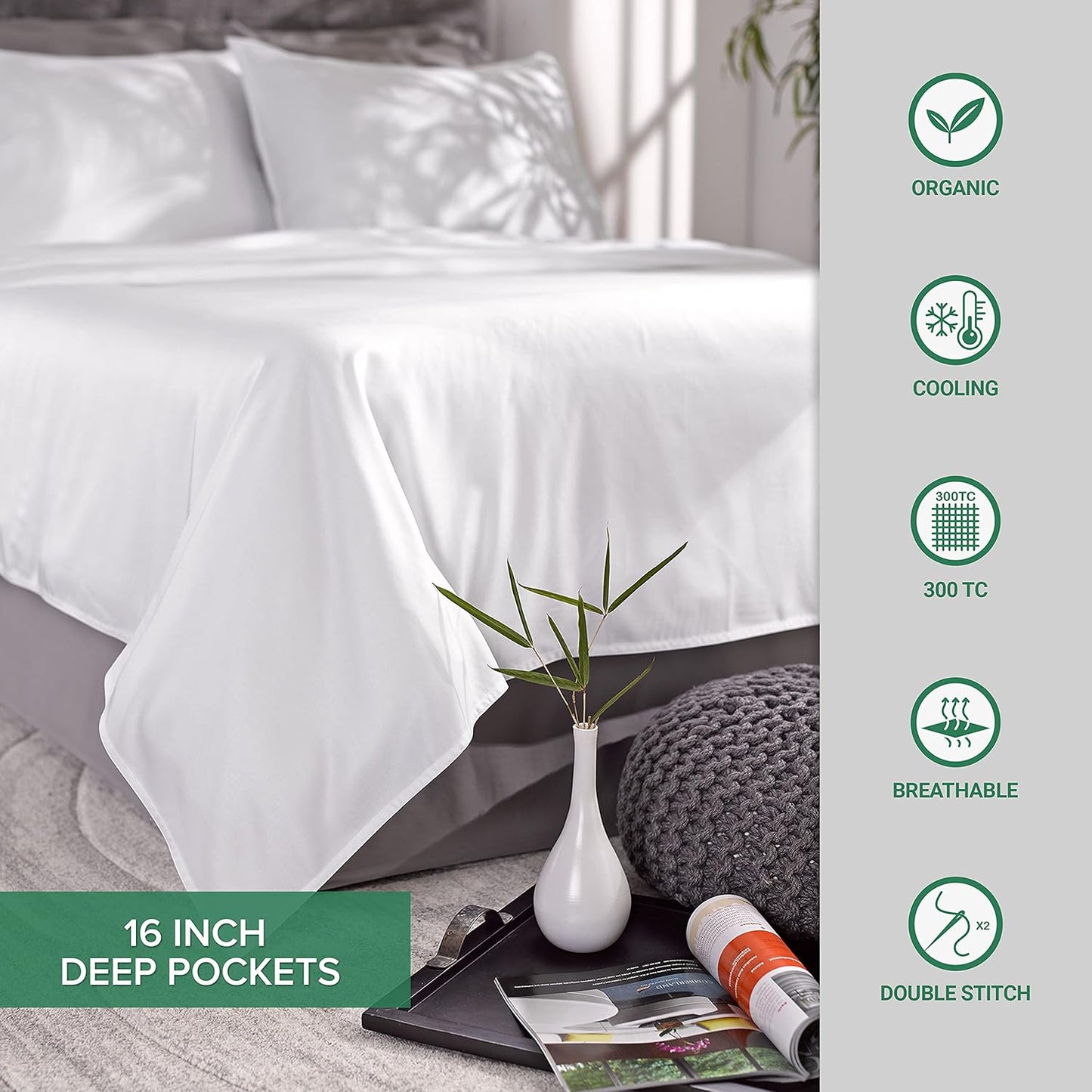 Pure Bamboo Twin Sheets - Luxuriously Soft & Cooling 100% Organic Viscose Bed Set | Cobalt Blue, Double Stitching
