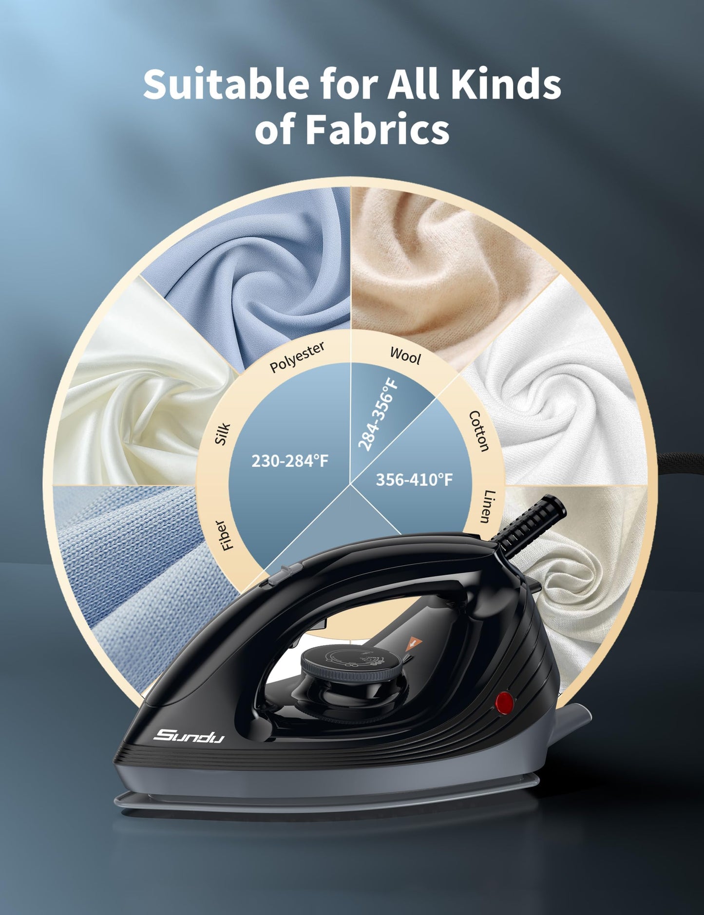 Sundu Pro Steam Station Iron for Clothes,1600W Professional Steam Iron with 44 oz Tank, 400 microsteam holes, Built-In Pump, Ceramic baseplate,Iron Lock For Easy Carry,Black