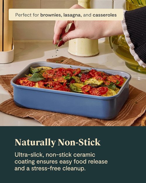 Caraway Nonstick Baking Pan - 9” x 6.5” Deep Ceramic Dish, Non-Toxic & PTFE Free - Ideal for Casseroles & Lasagna - White