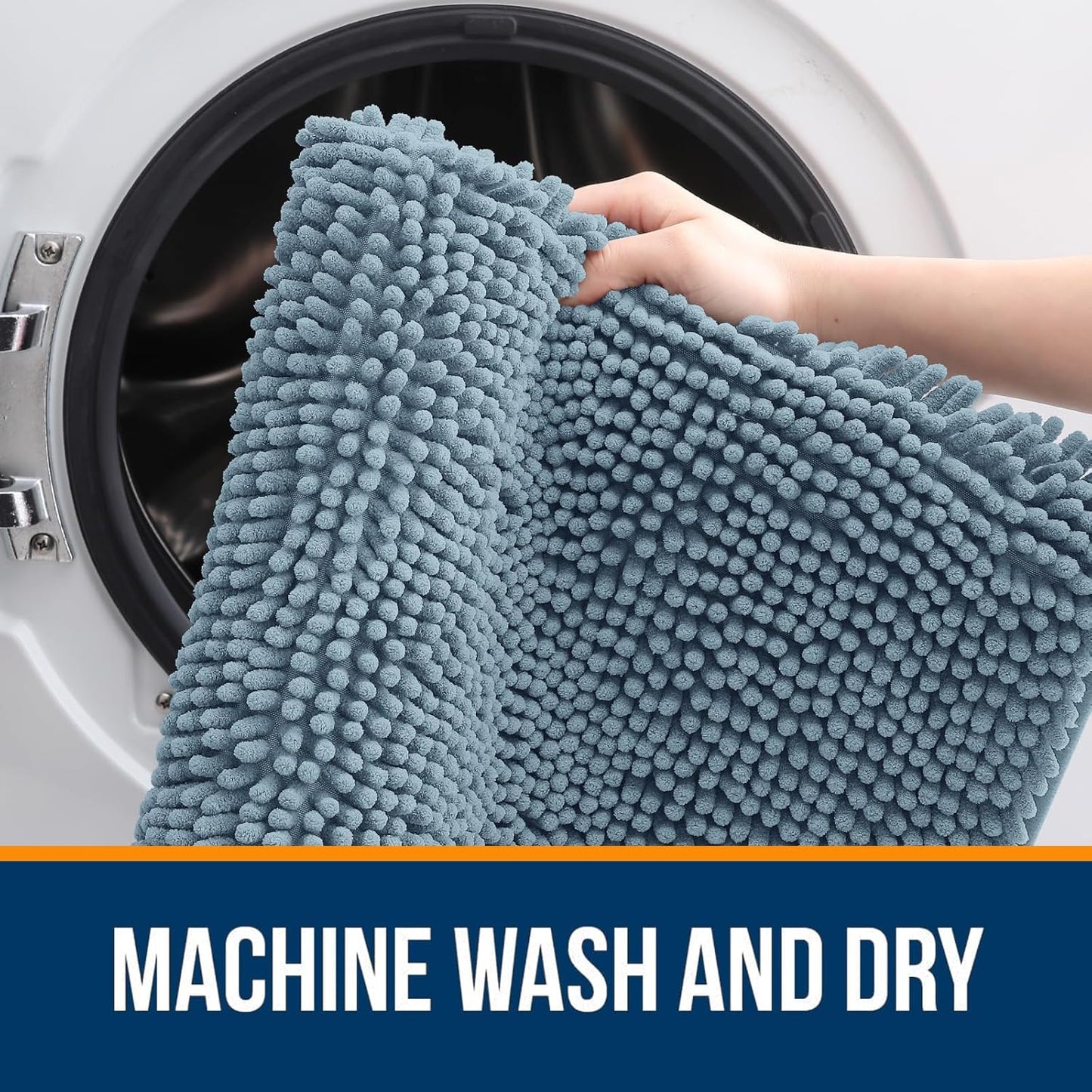 OLANLY Bathroom Rugs - Extra Soft Chenille Bath Mats | Quick-Dry, Machine Washable, 36x24, Airy Blue