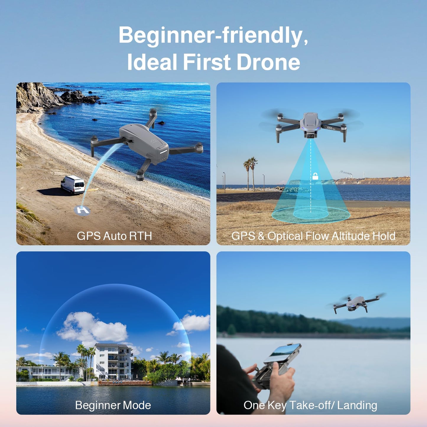 Ameta Drone with Camera 4K Professional with GPS, S50 Lite FPV Drone for Kids and Adults with Auto Return/ 50-Min Flight Time/Follow Me/Intelligent Mode/Gesture Control/ 1640 ft Range, Under 249g