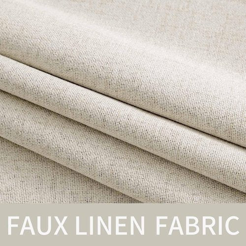 MIULEE Linen Texture Curtains - 100% Blackout Thermal Insulated Drapes | Beige, 52x63 Inch (2 Panels)