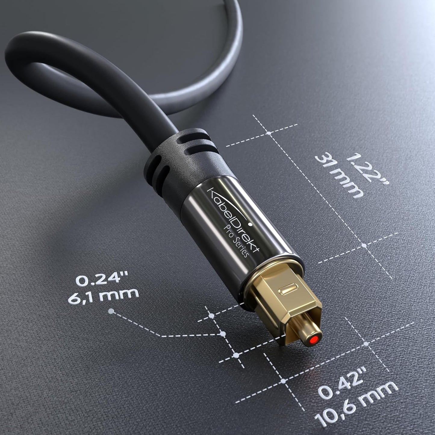 50ft PS4 TOSLINK Optical Audio Cable Designed in Germany Fiber Optic Cable for Soundbar, SPDIF Digital Optical Audio