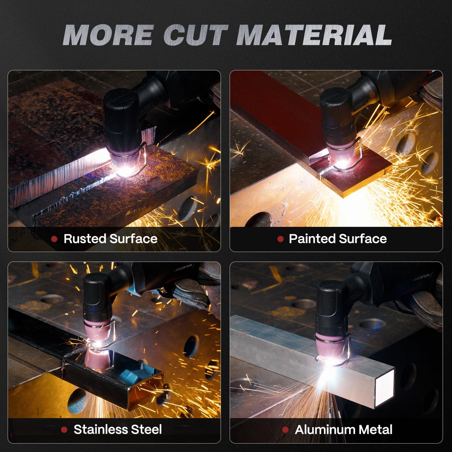 ARCCAPTAIN 55A Plasma Cutter, Non-Touch Pilot Arc High-Frequency Plasma Cutting Machine, 120/240V Dual Voltage IGBT Inverter, 1/2" Clean Cut, 2T/4T, for Beginners DIY