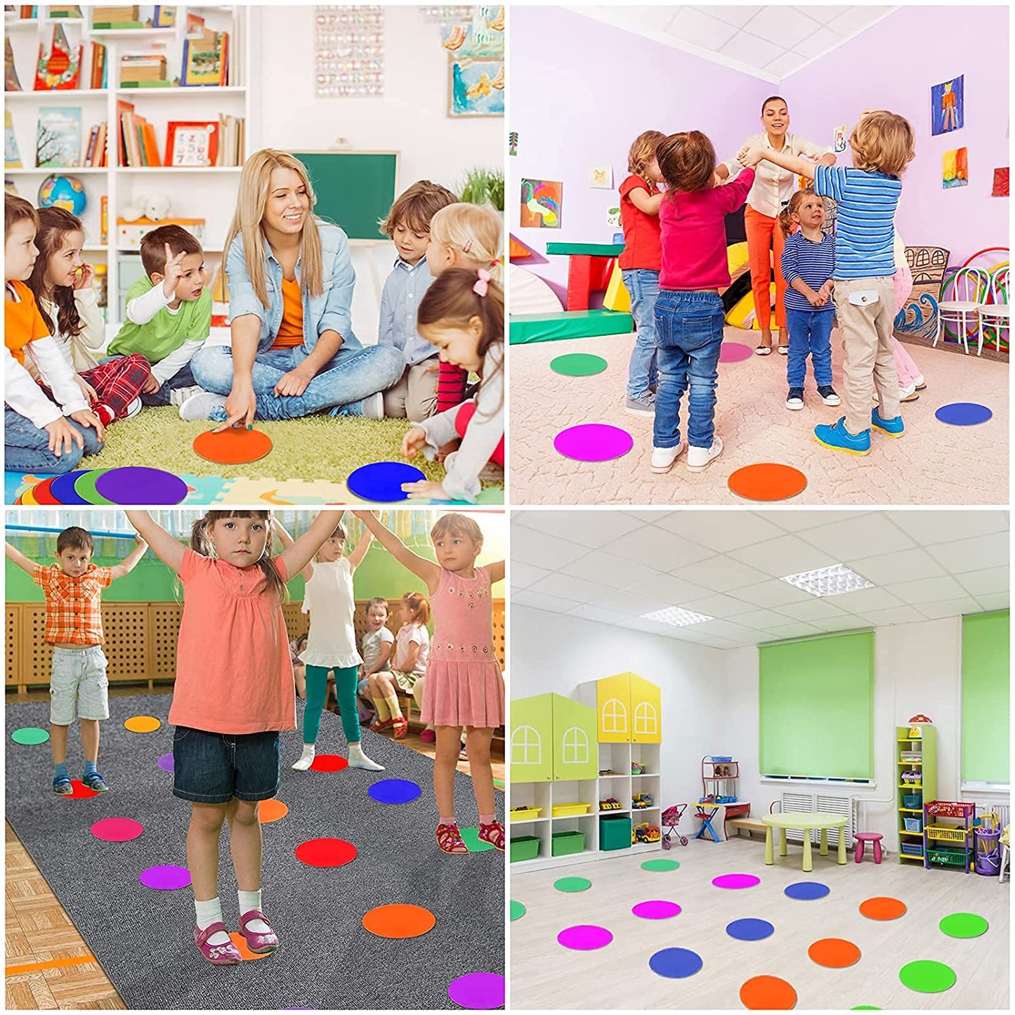 ZIECE Poly Spots Spot Markers for Gym Floor, 9inch 36 Pcs Flat Cones Non-Slip Rubber Floor Dots Circles for Sports Soccer Basketball Agility Training Dance Classroom