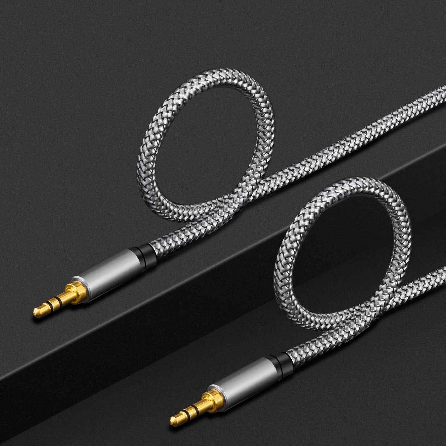 3.5mm 10Ft, (10Ft/3M, Tan QY Nylon Braided Aux Cable Audio Auxiliary Input Adapter Male to Male Cord for Headphones