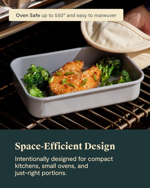 Caraway Nonstick Baking Pan - 9” x 6.5” Deep Ceramic Dish, Non-Toxic & PTFE Free - Ideal for Casseroles & Lasagna - White