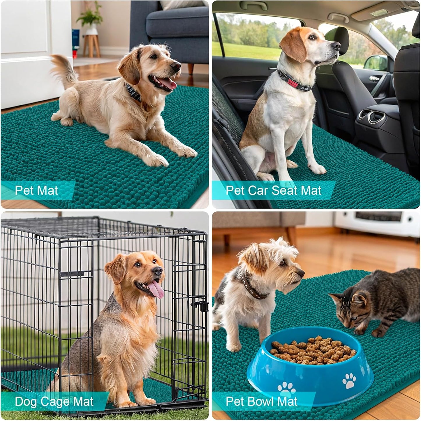 OLANLY Dog Door Mat - Absorbent Non-Slip Washable Doormat for Muddy Paws | 59x32, Lake Blue