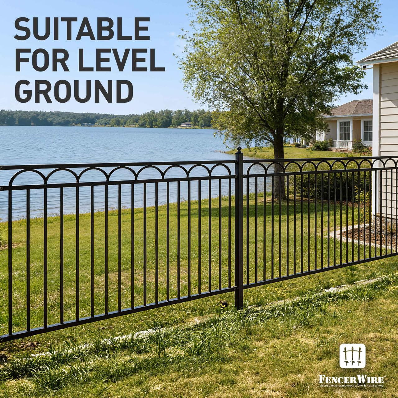 Fencer Wire 104FT Heavy Duty Arc Fence Barrier Kit, Anti-Rust Metal Steel Fence with 4FT Height X 5FT Width Panels, Gate, Posts, Connectors, Outdoor Fencing for Yard, Pool, Patio