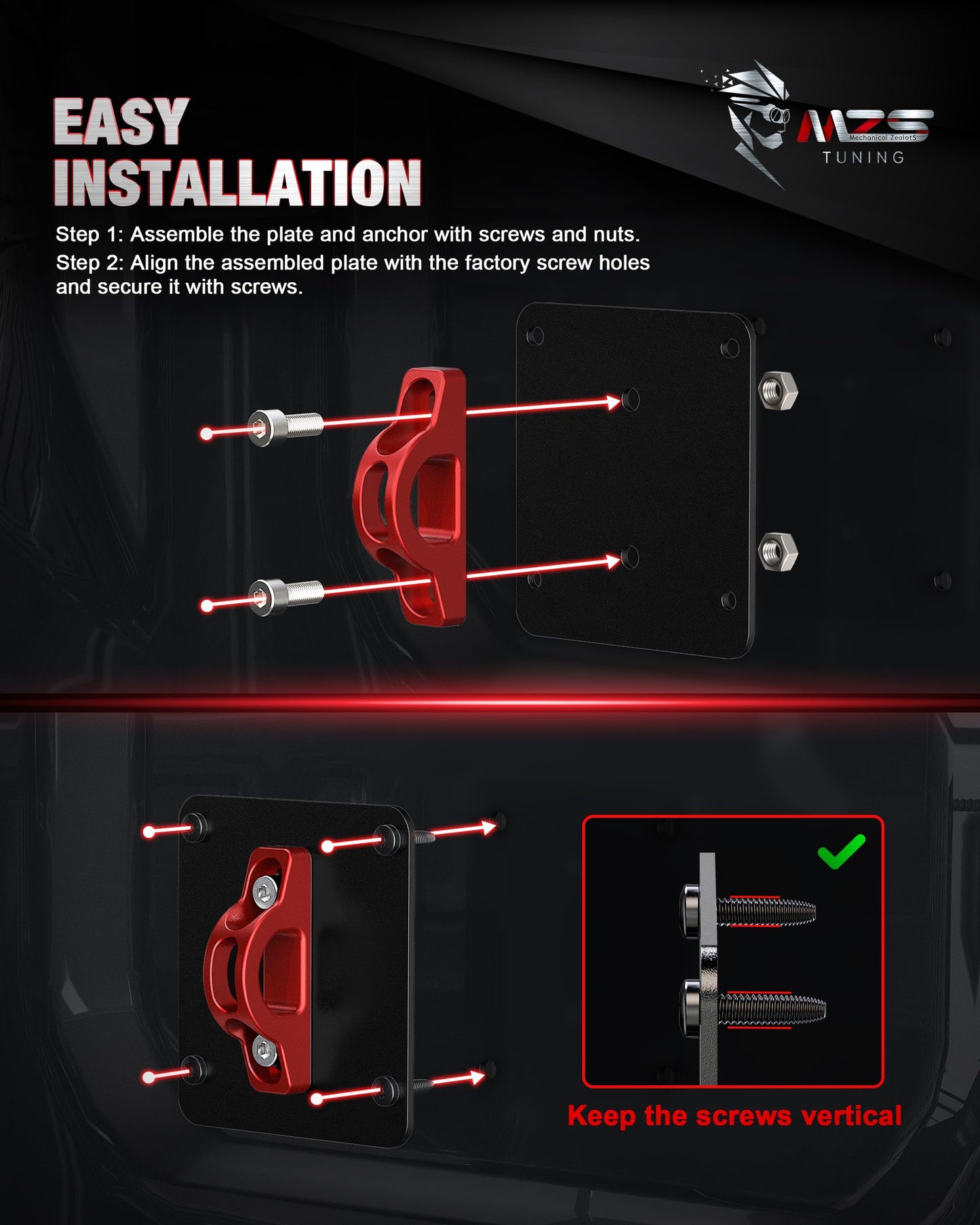 MZS 1.5" Leveling Kit + Truck Tie Downs Anchors Compatible with 2015+ F250 F350 Super Duty, Pack of 6