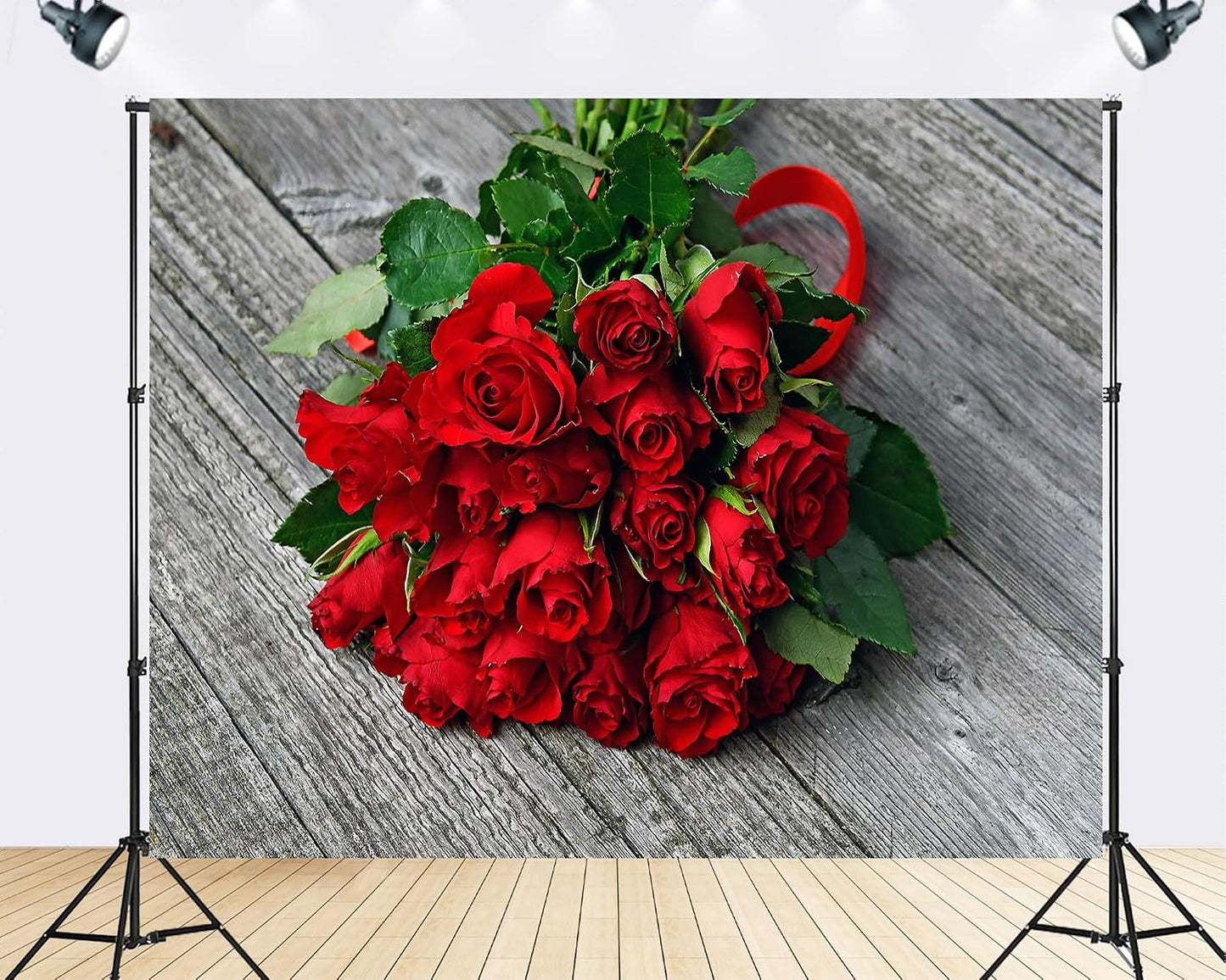 TryKid 10x7ft Romantic Red Rose Bouquet Backdrop Fresh Flower Gift Photography Background Valentine Day Wedding Party