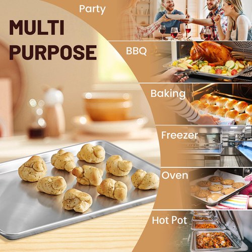 BIEAMA 6 Pack 15" × 21" Baking Sheet Pan Aluminum Commercial cookie sheets for baking