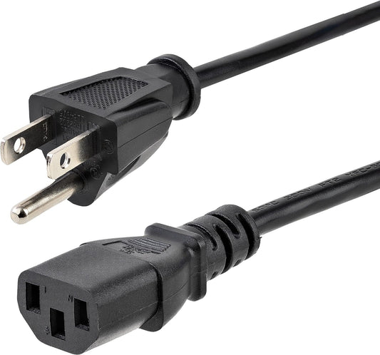 StarTech.com 25ft (7.6m) 5-15P C13, 10A 125V, 18AWG, (PXT10125) Computer Power Cord, NEMA to Black Replacement AC Power