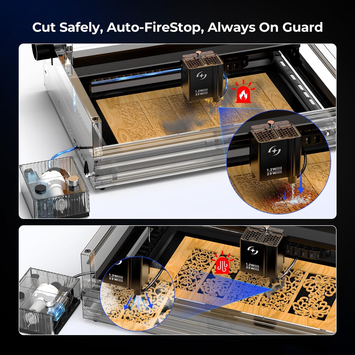 ATOMSTACK Kraft 20W Dual Laser Engraving Machine 1.2W 1064 Laser, 600mm/s Engraving Speed, ''19.6'x12.6'' Laser Cutting Machine, Laser Engraver for Wood, Metal and Acrylic