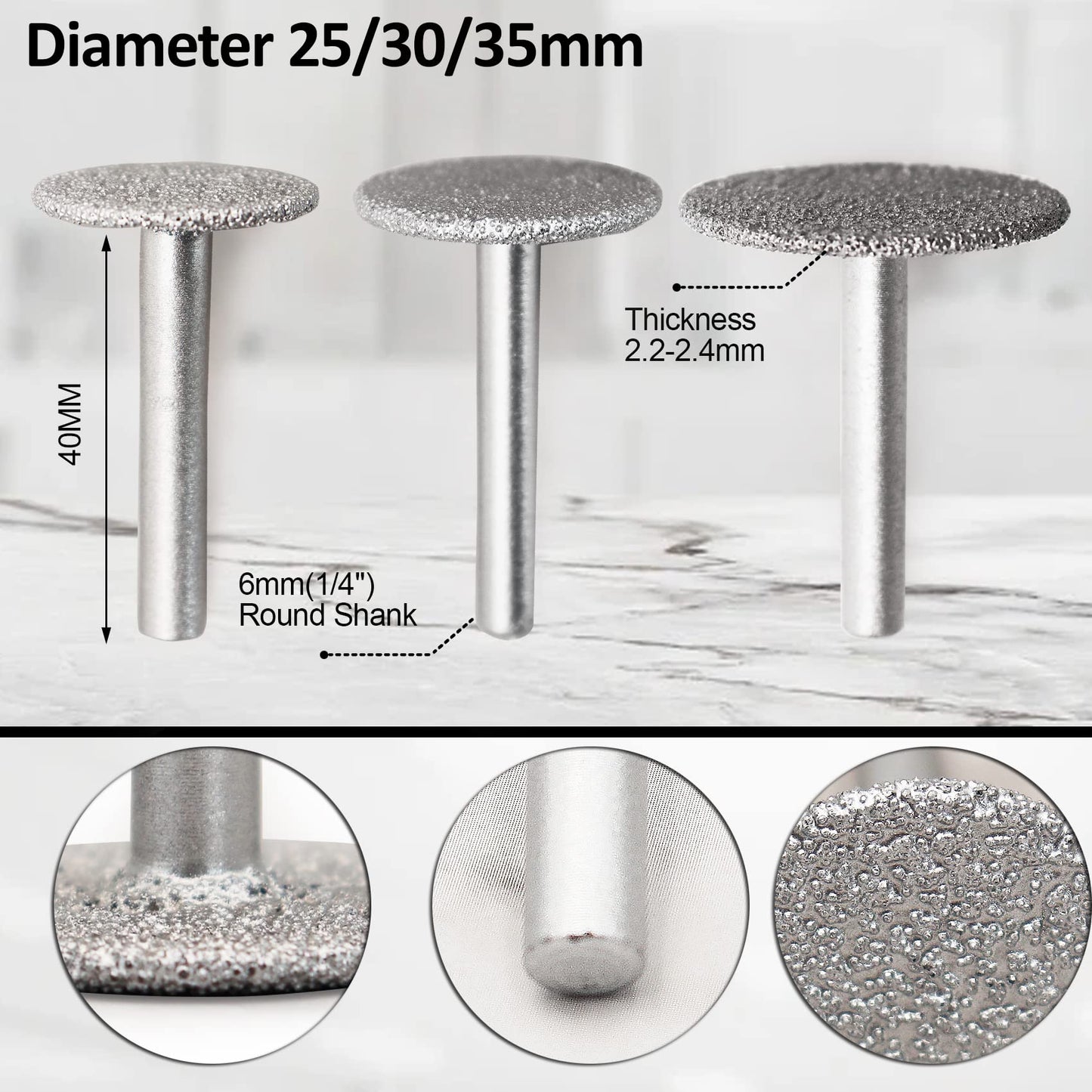 SHDIATOOL Diamond Tile Drill Bits Set,Porcelain Hole Saw, Cutter for Marble Ceramic Granite