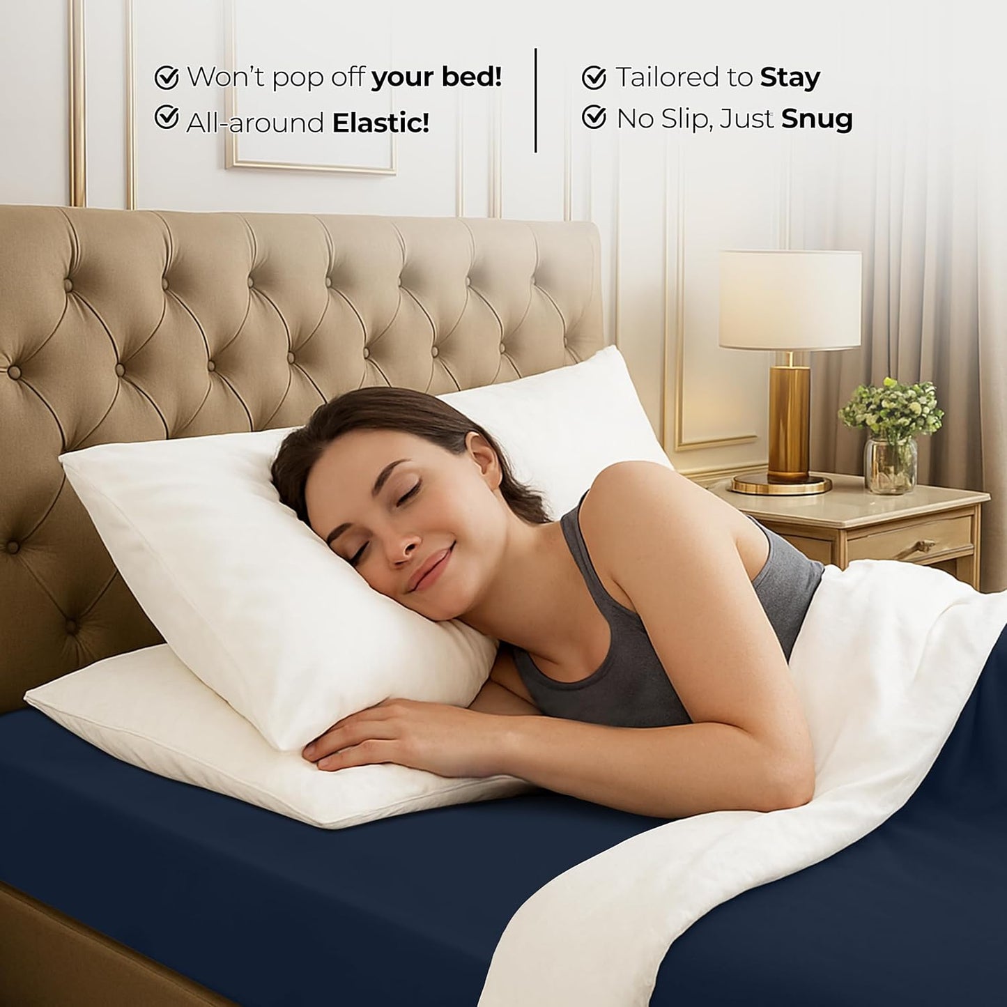 Utopia Bedding Full Fitted Sheet - Deep Pocket Soft Microfiber - Navy - Shrinkage & Fade Resistant