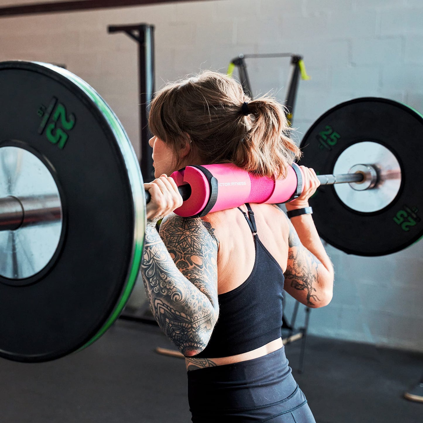 Victor Fitness Pink Protective Neck Barbell Pad for Squats, Hip Thrusts, and Lunges for Olympic or Standard Bars 1" Thick Foam for Neck/Shoulder Comfort
