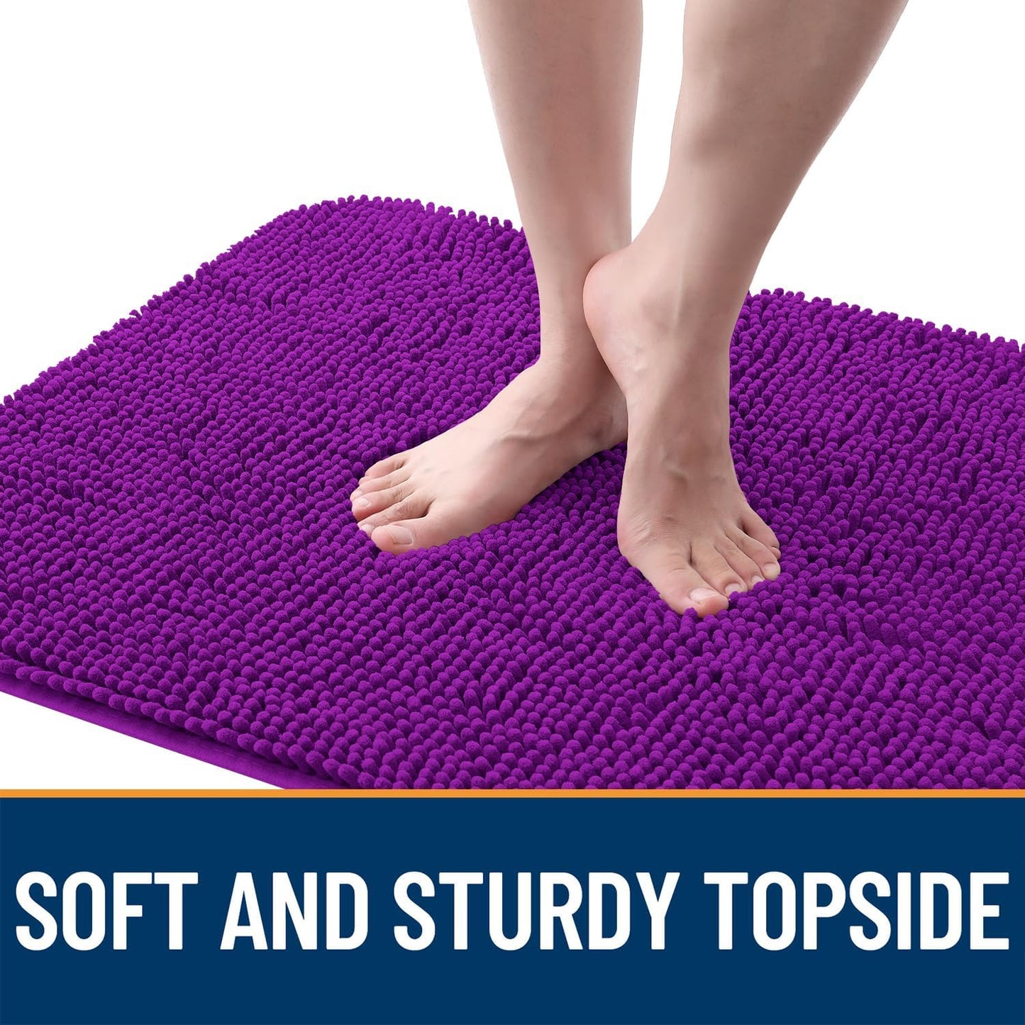 OLANLY Dog Door Mat - Absorbent Non-Slip Chenille for Muddy Paws | 47x32 Inches, Quick Dry, Purple