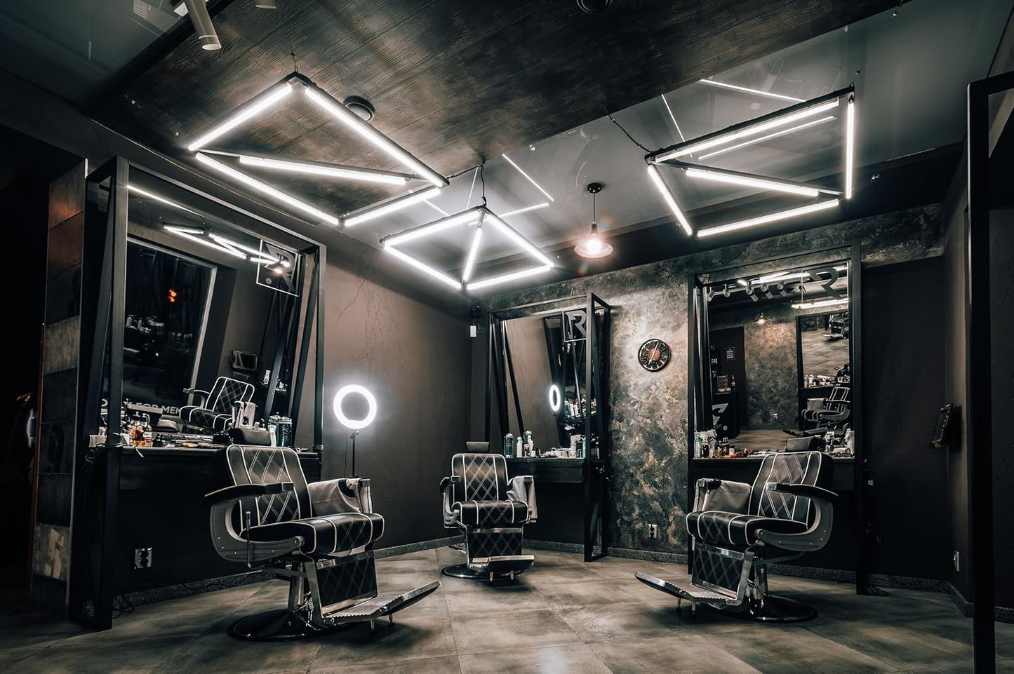 CHNYWORK 9ftx6ft Modern Stylish Barber Shop Backdrop Hairdresser's Workplace Hair Salon Hairstylist Haircut Barber