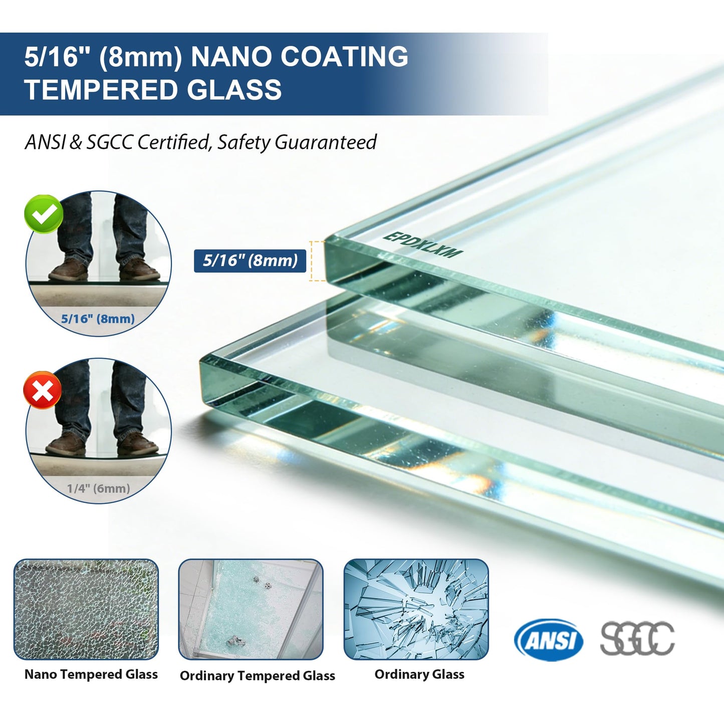 Frameless Shower Door with Soft-Close & Anti-Leak,5/16" (8mm) Double Sliding Shower Door,Nano Coating Anti-Explosion Film SGCC Tempered Glass 43"- 48" W x 76" H,Matte Black