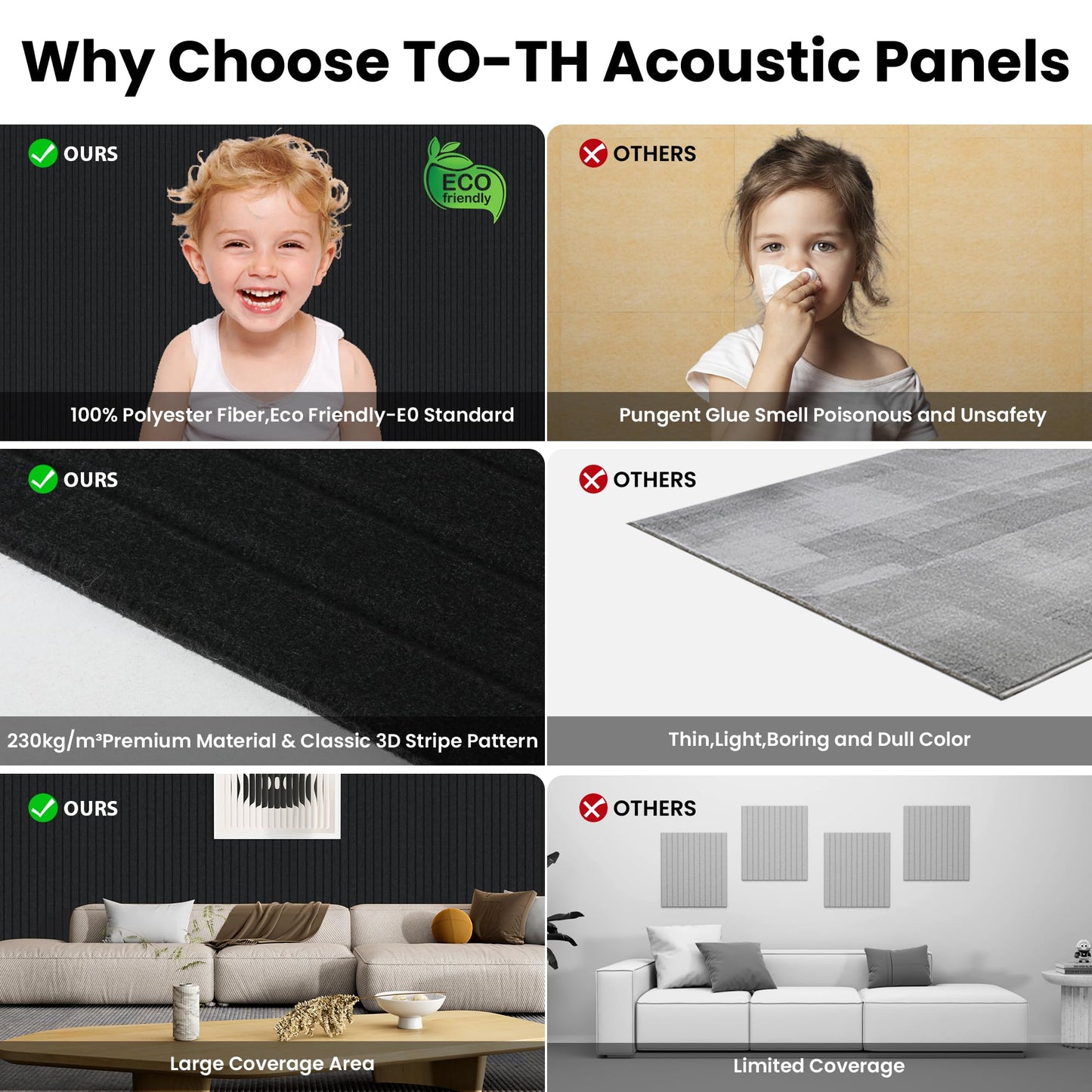10 Pack Large Acoustic Panels,47.2 x 23.6 x 0.35 Inch Sound Proof Foam Panels for Walls，Premium Noise Dampening Panels,Sound Panels for Media Room, Office and Studio,Black
