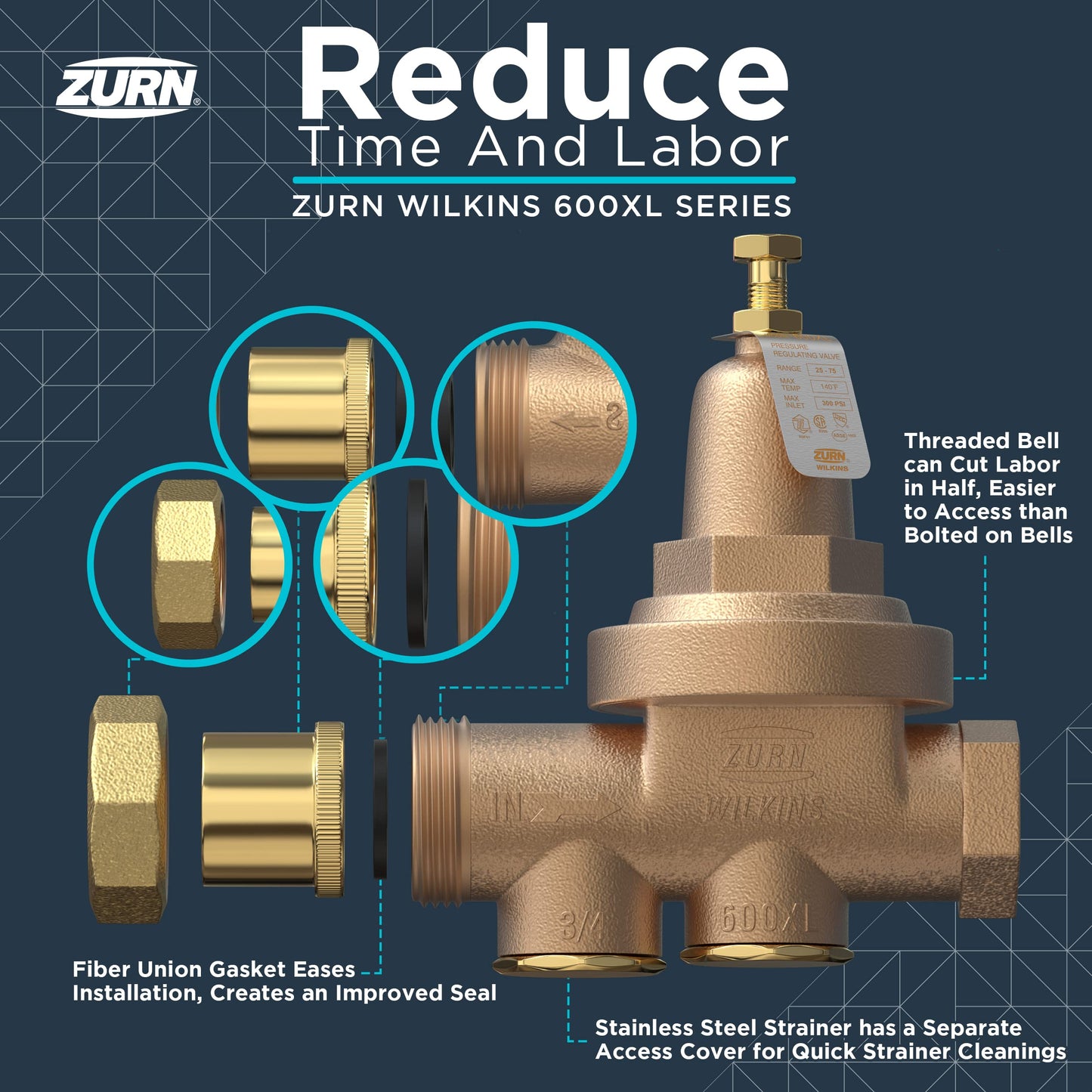 Zurn Wilkins 2-600XL 2" 600XL Pressure Reducing Valve