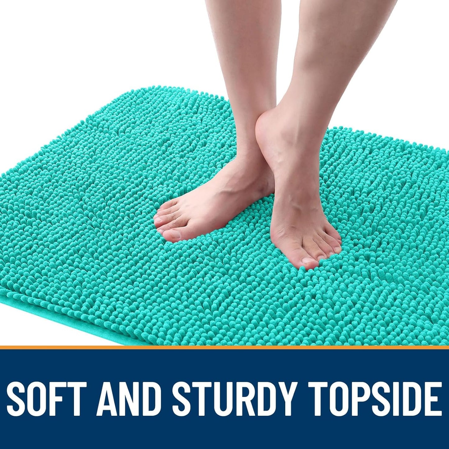 OLANLY Dog Door Mat - Absorbent Non-Slip Chenille for Muddy Paws | 47x17 Inches, Quick Dry, Teal