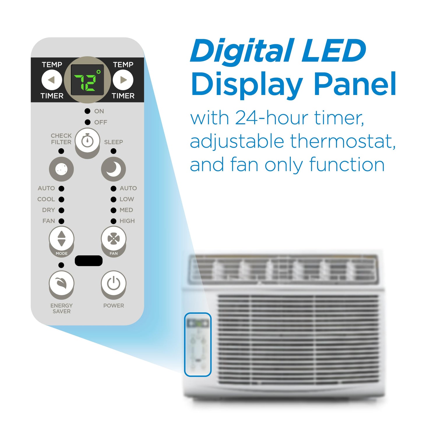 COMMERCIAL COOL 14,300 BTU Window Air Conditioner, Window AC with Full Function Remote Control and Electronic Thermostat, Air Conditioner Window Unit up to 700 Sq. Ft. with Energy Saver & Sleep Mode