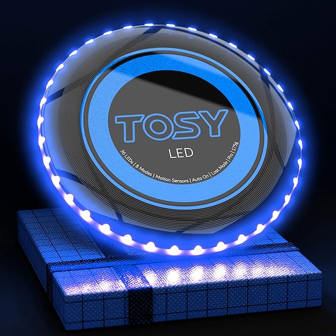 TOSY Bundle of 3-2X Blue + Green - Flying Disc 36 LEDs, Super Bright, Smart Modes, Auto Light Up, Rechargeable, Cool Fun Christmas, Birthday & Camping Gift for Men/Boys/Teens/Kids, 175g Frisbee