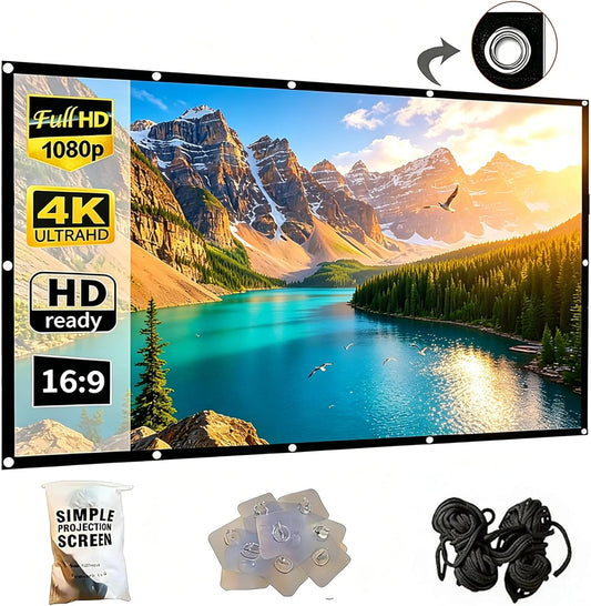 SOHIAVY 120 inch 16:9 Projector Screen Foldable Anti-Crease Portable Projector Movies Screens for Home Theater Outdoor