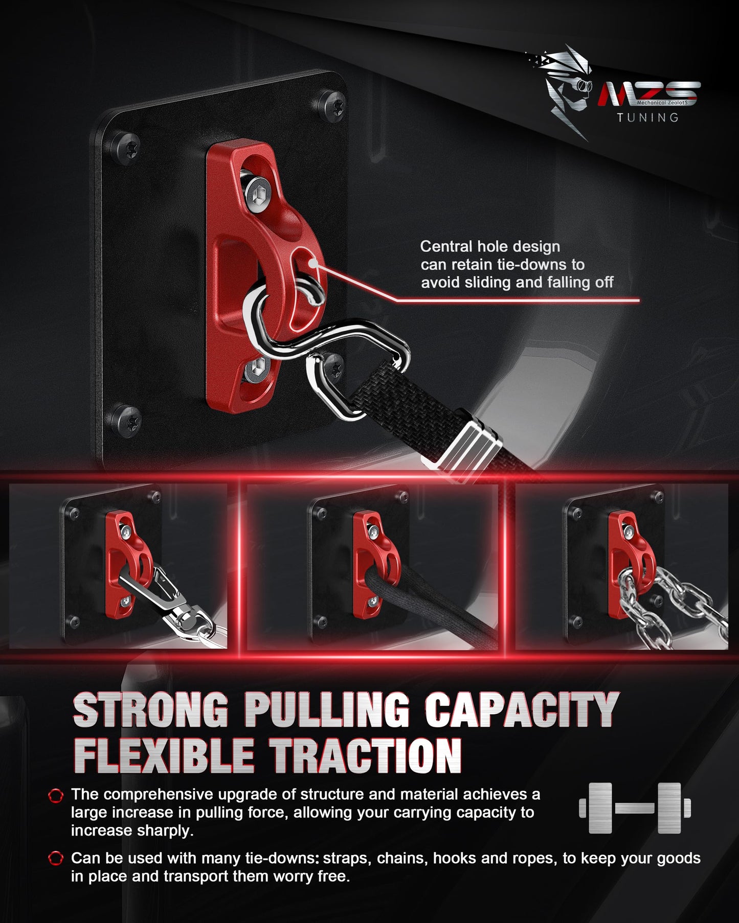 MZS 3" Leveling Kit + Truck Tie Downs Anchors Compatible with 2015+ F250 F350 Super Duty, Pack of 6
