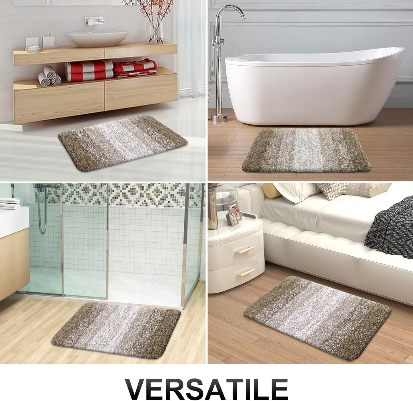 OLANLY Bathroom Runner Rug - Extra Soft Microfiber Mat 47x17 | Quick Dry, Washable, Rubber Backing - Coffee Color