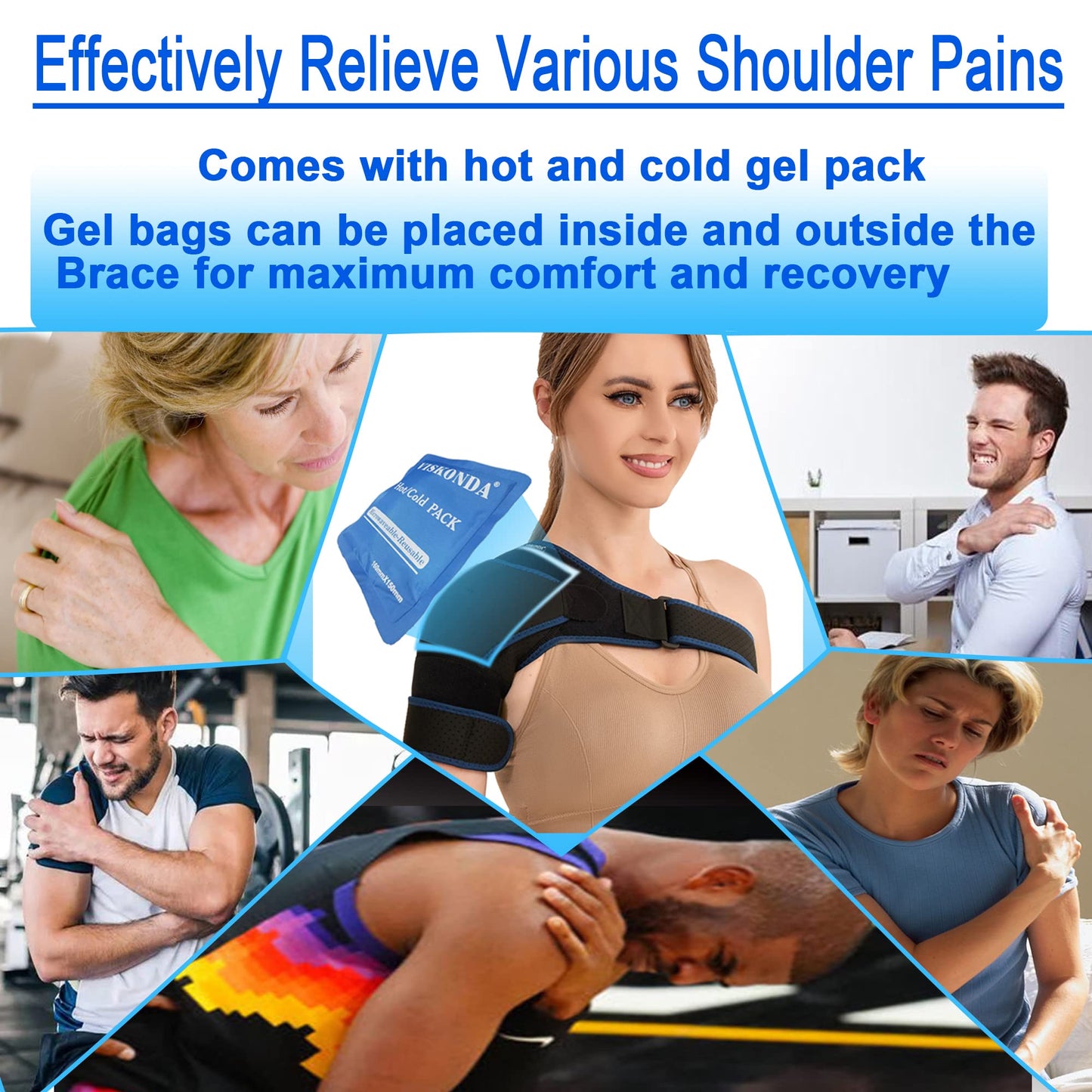VISKONDA Shoulder Brace Sling Immobilizer and Compression Sleeve,Rotator Cuff Injury Supports for AC Joint Pain Relief,Arm Stability,Tear,Bursitis,Swelling,Tendonitis,for Men and Women (Large)