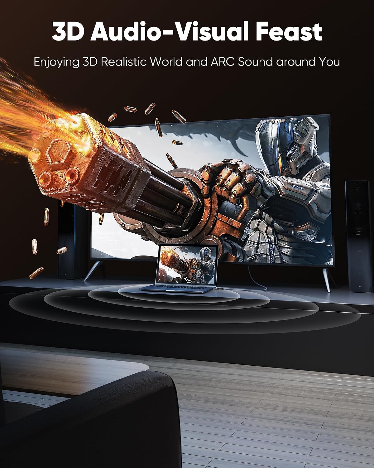 4K 3.3FT/1m 4K@60Hz 2.0 18Gbps 3D, 2.2, PS-5/4/3/4K Highwings HDMI Cable HDR Braided HDMI Cord, High Speed